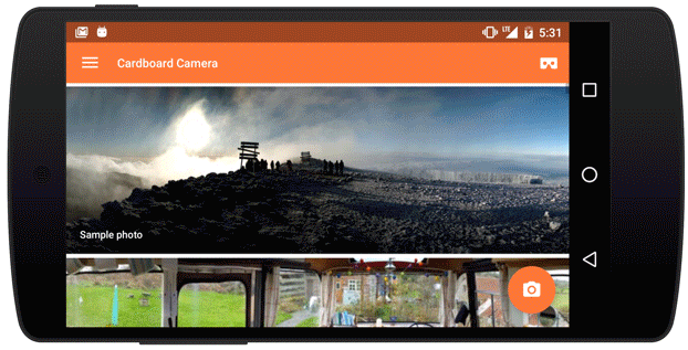google發佈用於拍攝全景照片的cardboardcameraapp